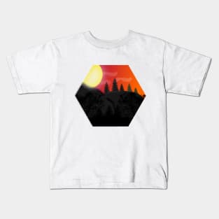 aesthetic sunset view in hexagon Kids T-Shirt